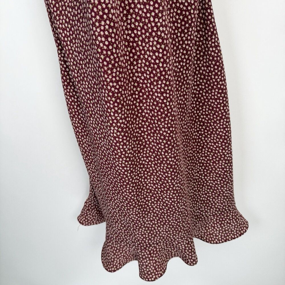 DBY Ltd Sundress M Red Floral Sweetheart Neck Ruffled Cottagecore Slip Dress - Picture 6 of 11